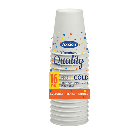 Axxion 12 oz Disposable Hot and Cold Paper Cups – Confetti