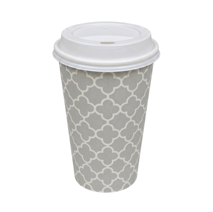 Axxion Disposable Hot and Cold Paper Cup and Lid Sets – Grey