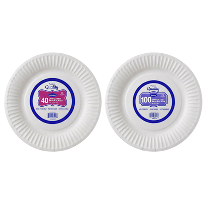 9-Inch Uncoated Paper Plate - Wholesale
